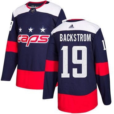 Adidas Washington Capitals #19 Nicklas Backstrom Navy Authentic 2018 Stadium Series Stitched Youth NHL Jersey inbean