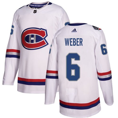 Adidas Montreal Canadiens #6 Shea Weber White Authentic 2017 100 Classic Stitched Youth NHL Jersey inbean