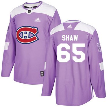 Adidas Montreal Canadiens #65 Andrew Shaw Purple Authentic Fights Cancer Stitched Youth NHL Jersey inbean