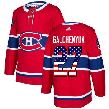 Adidas Montreal Canadiens #27 Alex Galchenyuk Red Home Authentic USA Flag Stitched Youth NHL Jersey inbean