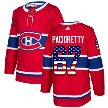 Adidas Montreal Canadiens #67 Max Pacioretty Red Home Authentic USA Flag Stitched Youth NHL Jersey inbean