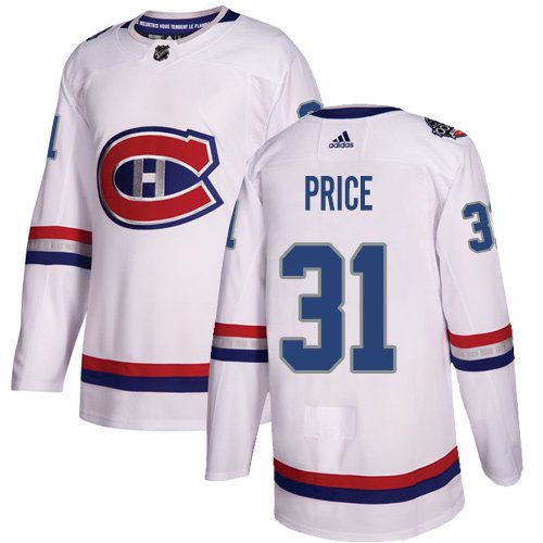 Adidas Montreal Canadiens #31 Carey Price White Authentic 2017 100 Classic Stitched Youth NHL Jersey inbean