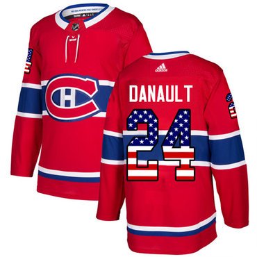 Adidas Montreal Canadiens #24 Phillip Danault Red Home Authentic USA Flag Stitched Youth NHL Jersey inbean