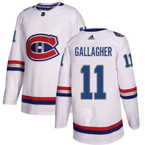 Adidas Montreal Canadiens #11 Brendan Gallagher White Authentic 2017 100 Classic Stitched Youth NHL Jersey inbean