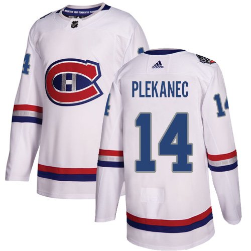 Adidas Montreal Canadiens #14 Tomas Plekanec White Authentic 2017 100 Classic Stitched Youth NHL Jersey inbean