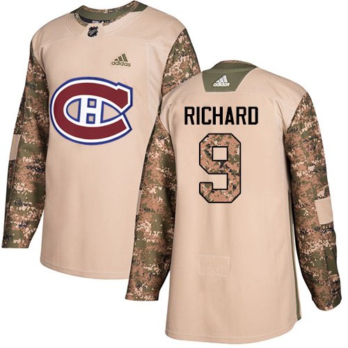 Adidas Montreal Canadiens #9 Maurice Richard Camo Authentic 2017 Veterans Day Stitched Youth NHL Jersey inbean