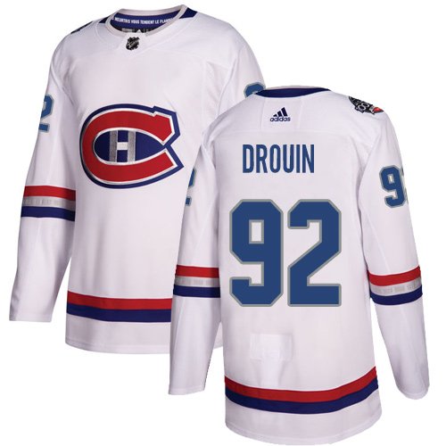 Adidas Montreal Canadiens #92 Jonathan Drouin White Authentic 2017 100 Classic Stitched Youth NHL Jersey inbean