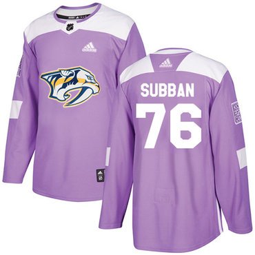 Adidas Nashville Predators #76 P.K Subban Purple Authentic Fights Cancer Stitched Youth NHL Jersey inbean