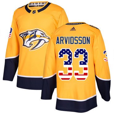 Adidas Nashville Predators #33 Viktor Arvidsson Yellow Home Authentic USA Flag Stitched Youth NHL Jersey inbean