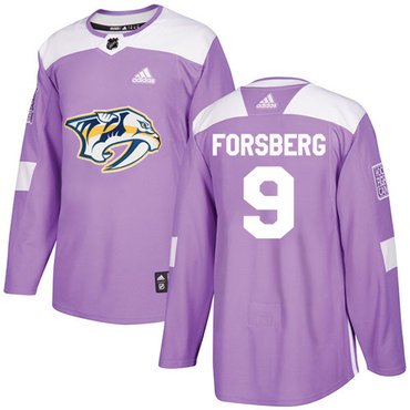 Adidas Nashville Predators #9 Filip Forsberg Purple Authentic Fights Cancer Stitched Youth NHL Jersey inbean