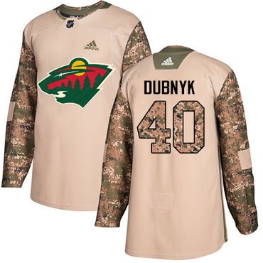 Adidas Minnesota Wild #40 Devan Dubnyk Camo Authentic 2017 Veterans Day Stitched Youth NHL Jersey inbean