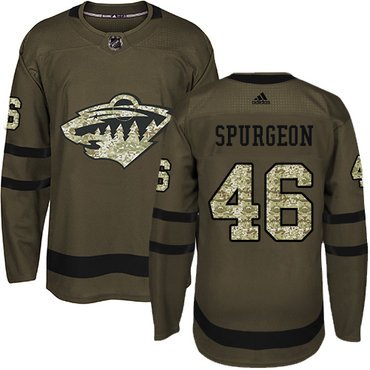 Adidas Minnesota Wild #46 Jared Spurgeon Green Salute to Service Stitched Youth NHL Jersey inbean