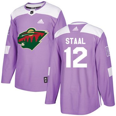 Adidas Minnesota Wild #12 Eric Staal Purple Authentic Fights Cancer Stitched Youth NHL Jersey inbean