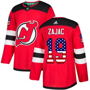 Adidas New Jersey Devils #19 Travis Zajac Red Home Authentic USA Flag Stitched Youth NHL Jersey inbean