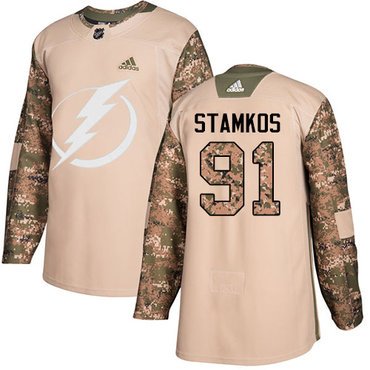 Adidas Tampa Bay Lightning #91 Steven Stamkos Camo Authentic 2017 Veterans Day Stitched Youth NHL Jersey inbean