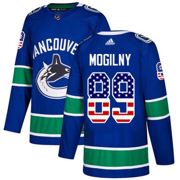 Adidas Vancouver Canucks #89 Alexander Mogilny Blue Home Authentic USA Flag Youth Stitched NHL Jersey inbean