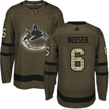 Adidas Vancouver Canucks #6 Brock Boeser Green Salute to Service Youth Stitched NHL Jersey inbean