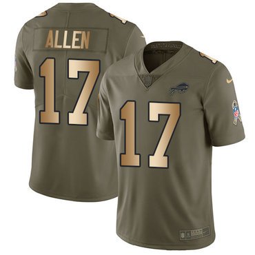 Nike Bills #17 Josh Allen Olive Gold Youth Stitched NFL Limited 2017 Salute to Service Jersey inbean