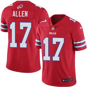 Nike Bills #17 Josh Allen Red Youth Stitched NFL Limited Rush Jersey inbean