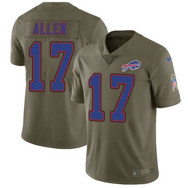 Nike Bills #17 Josh Allen Olive Youth Stitched NFL Limited 2017 Salute to Service Jersey inbean