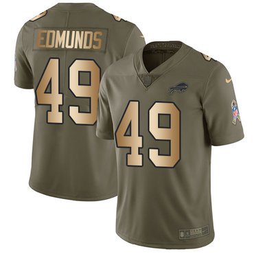 Nike Bills #49 Tremaine Edmunds Olive Gold Youth Stitched NFL Limited 2017 Salute to Service Jersey inbean