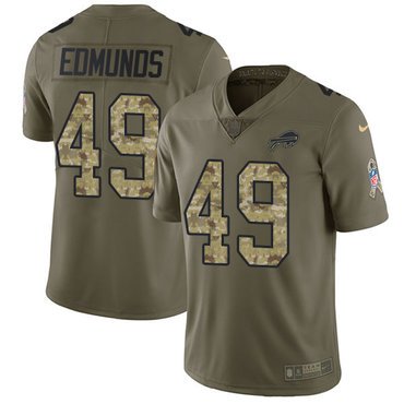 Nike Bills #49 Tremaine Edmunds Olive Camo Youth Stitched NFL Limited 2017 Salute to Service Jersey inbean