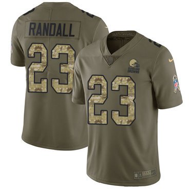 Nike Browns #23 Damarious Randall Olive Camo Youth Stitched NFL Limited 2017 Salute to Service Jersey inbean