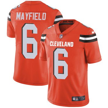 Nike Browns #6 Baker Mayfield Orange Alternate Youth Stitched NFL Vapor Untouchable Limited Jersey inbean