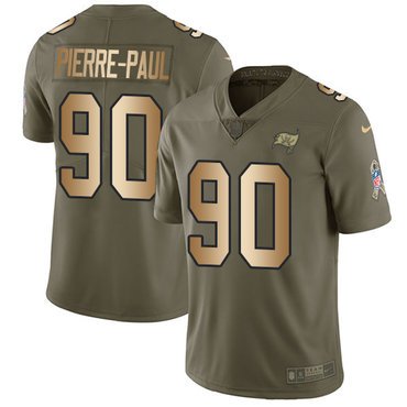 Nike Buccaneers #90 Jason Pierre-Paul Olive Gold Youth Stitched NFL Limited 2017 Salute to Service Jersey inbean