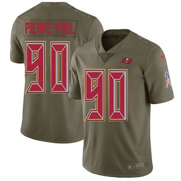 Nike Buccaneers #90 Jason Pierre-Paul Olive Youth Stitched NFL Limited 2017 Salute to Service Jersey inbean