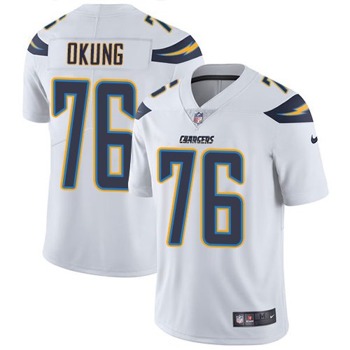 Nike Chargers #76 Russell Okung White Youth Stitched NFL Vapor Untouchable Limited Jersey inbean