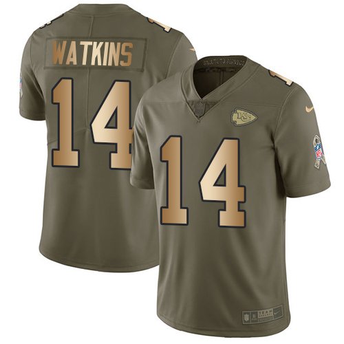 Nike Chiefs #14 Sammy Watkins Olive Gold Youth Stitched NFL Limited 2017 Salute to Service Jersey inbean