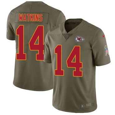 Nike Chiefs #14 Sammy Watkins Olive Youth Stitched NFL Limited 2017 Salute to Service Jersey inbean