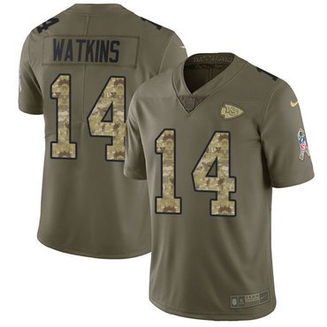 Nike Chiefs #14 Sammy Watkins Olive Camo Youth Stitched NFL Limited 2017 Salute to Service Jersey inbean