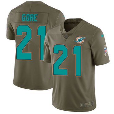 Nike Dolphins #21 Frank Gore Olive Youth Stitched NFL Limited 2017 Salute to Service Jersey inbean