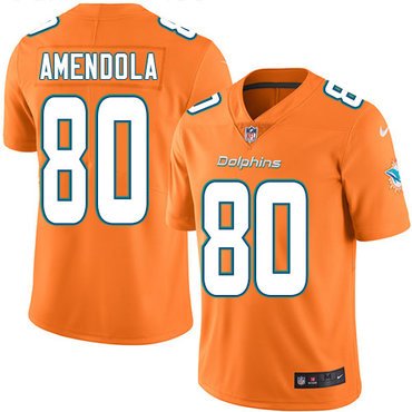 Nike Dolphins #80 Danny Amendola Orange Youth Stitched NFL Limited Rush Jersey inbean