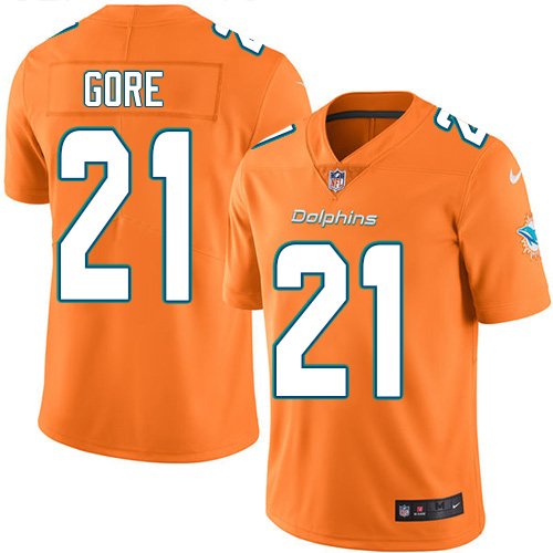 Nike Dolphins #21 Frank Gore Orange Youth Stitched NFL Limited Rush Jersey inbean