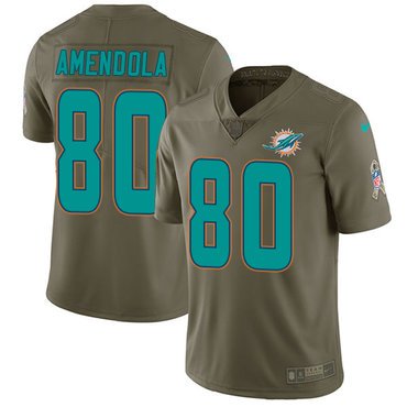 Nike Dolphins #80 Danny Amendola Olive Youth Stitched NFL Limited 2017 Salute to Service Jersey inbean