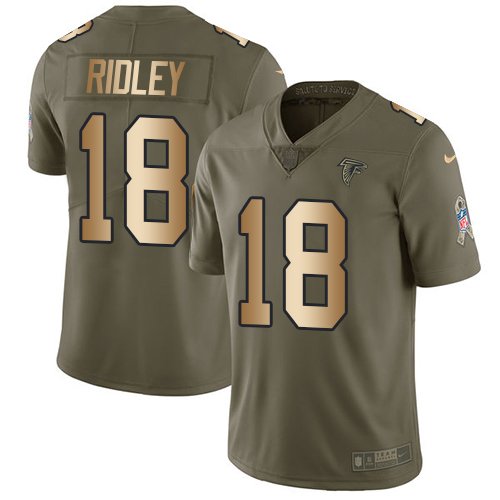 Nike Falcons #18 Calvin Ridley Olive Gold Youth Stitched NFL Limited 2017 Salute to Service Jersey inbean