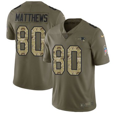 Nike Patriots #80 Jordans Matthews Olive Camo Youth Stitched NFL Limited 2017 Salute to Service Jersey inbean