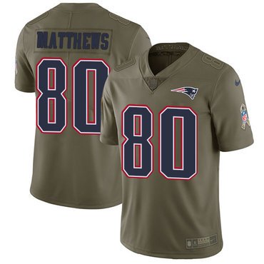 Nike Patriots #80 Jordans Matthews Olive Youth Stitched NFL Limited 2017 Salute to Service Jersey inbean