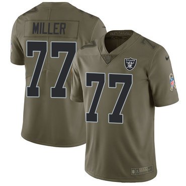 Nike Raiders #77 Kolton Miller Olive Youth Stitched NFL Limited 2017 Salute to Service Jersey inbean