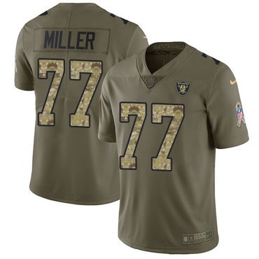 Nike Raiders #77 Kolton Miller Olive Camo Youth Stitched NFL Limited 2017 Salute to Service Jersey inbean