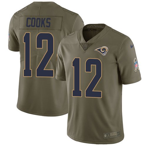 Nike Rams #12 Brandin Cooks Olive Youth Stitched NFL Limited 2017 Salute to Service Jersey inbean