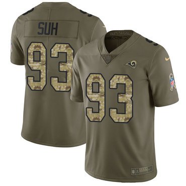 Nike Rams #93 Ndamukong Suh Olive Camo Youth Stitched NFL Limited 2017 Salute to Service Jersey inbean