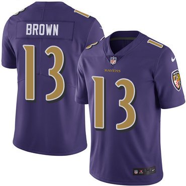 Nike Ravens #13 John Brown Purple Youth Stitched NFL Limited Rush Jersey inbean