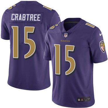 Nike Ravens #15 Michael Crabtree Purple Youth Stitched NFL Limited Rush Jersey inbean