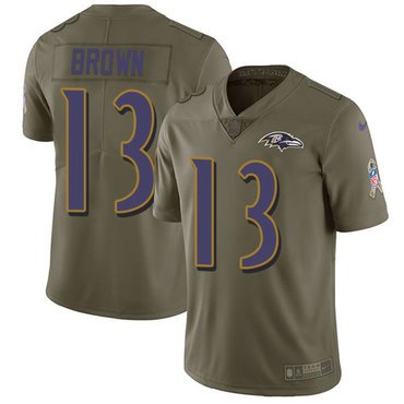 Nike Ravens #13 John Brown Olive Youth Stitched NFL Limited 2017 Salute to Service Jersey inbean