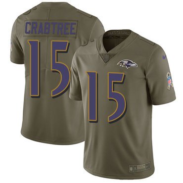 Nike Ravens #15 Michael Crabtree Olive Youth Stitched NFL Limited 2017 Salute to Service Jersey inbean