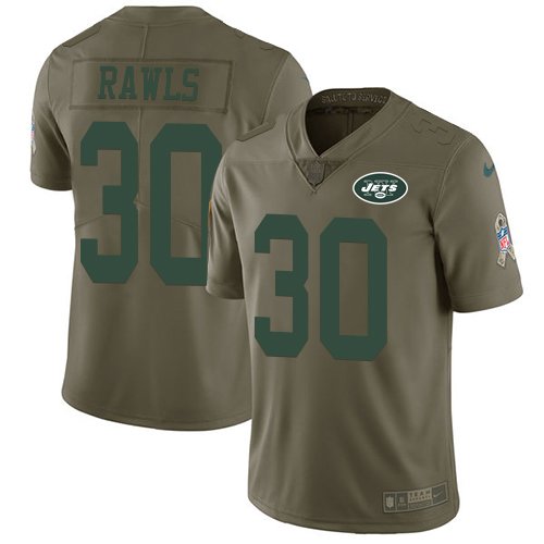 Youth Nike Jets #30 Thomas Rawls Olive Stitched NFL Limited 2017 Salute to Service Jersey inbean